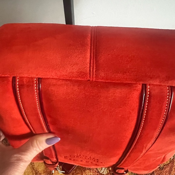 Coach Burnt Orange Suede Patent Trim Lunch Gallery Tote Bag - Picture 13 of 17